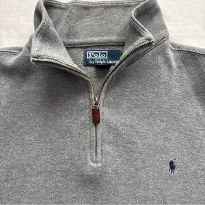 Polo Ralph Lauren Quarter 1/4 Zip Sweater XL Gray Blue Pony Quiet Luxury Preppy